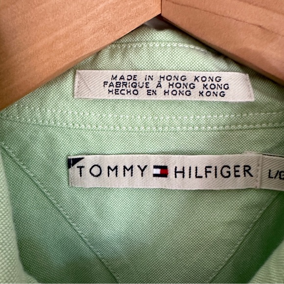 TOMMY HILFIGER 100% Cotton Relaxed Fit Button Down Classic Shirt Light Green S-L - Picture 3 of 7